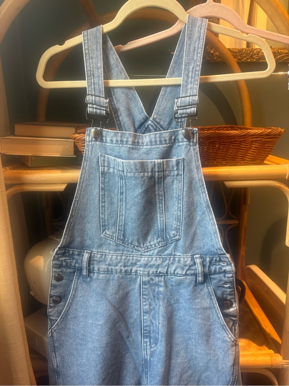Listicle Light Wash Wide Leg Overalls